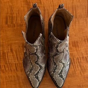 Jeffrey Campbell Brown and Black Snake Pattern Booties